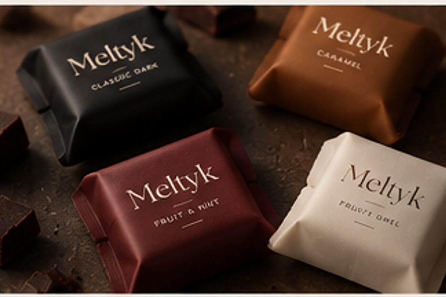 The four Meltyk wrappers in black, copper, burgundy and ivory