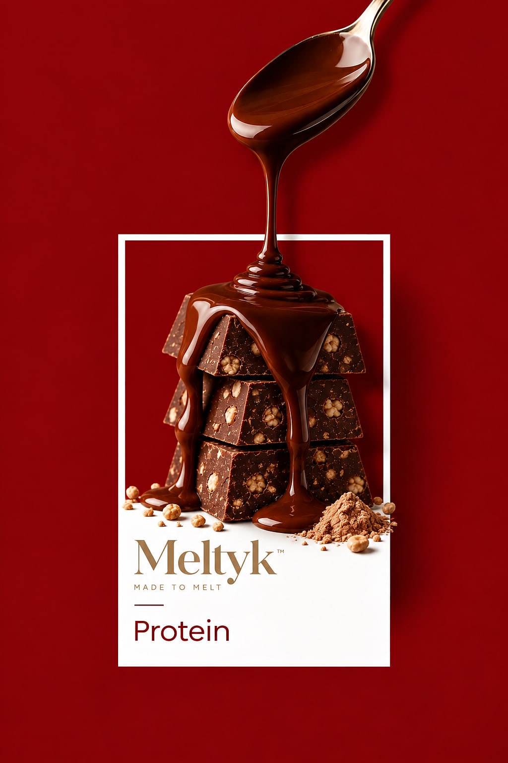 Meltyk Protein poster, protein-rich chocolate under a pour
